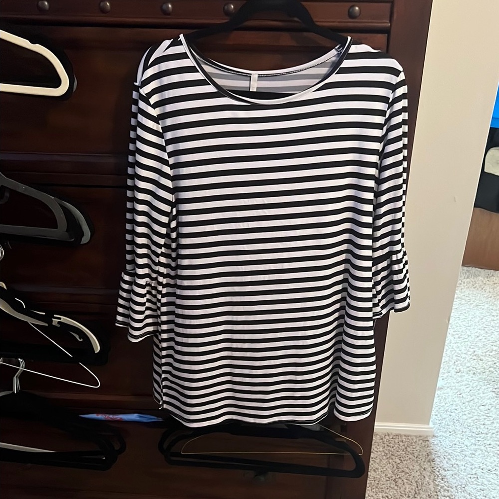Chic Striped 3/4 Sleeve Top